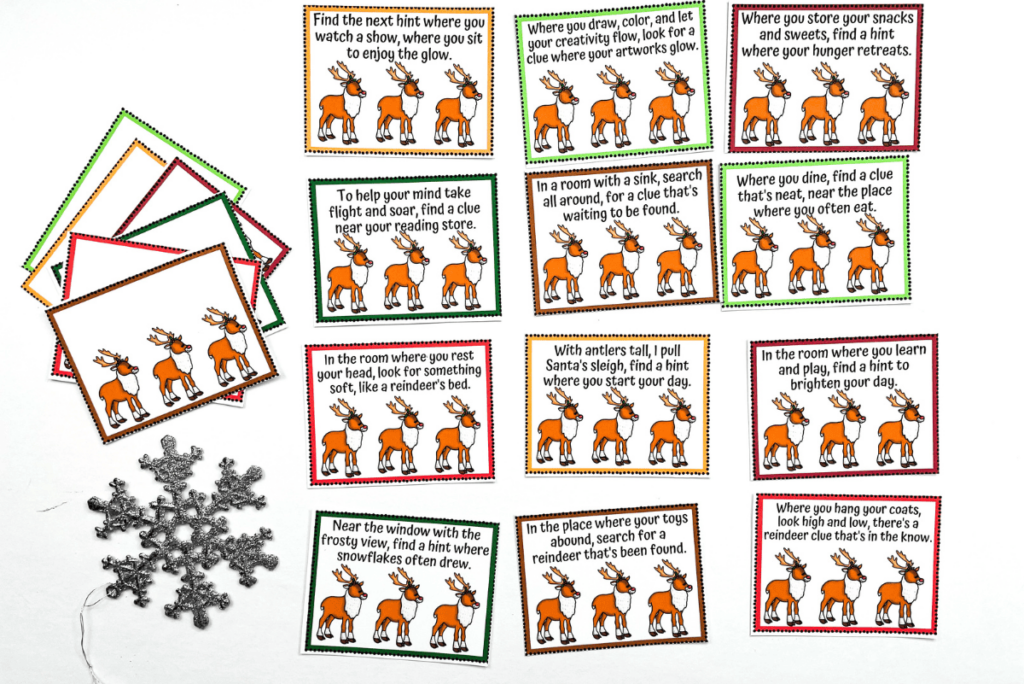 Reindeer Scavenger Hunt Clues Free Printable 