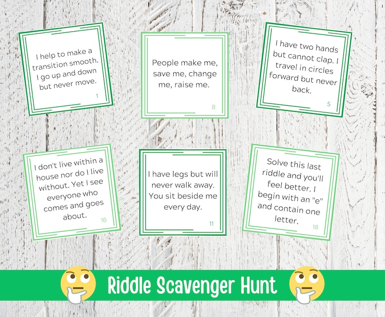 Riddle Scavenger Hunt Printable For Instant Download Teen Treasure 