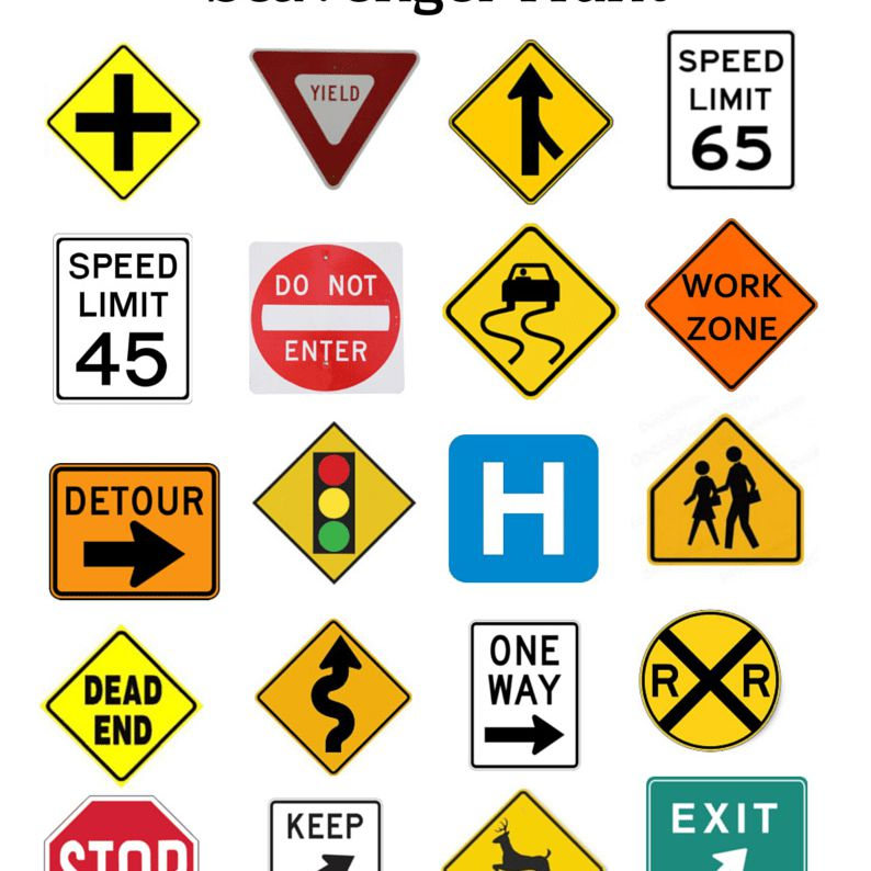 Road Sign Scavenger Hunt Printable