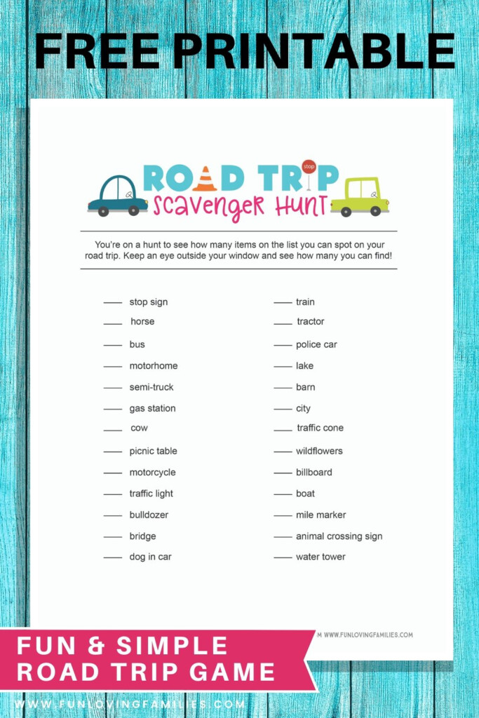 Road Trip Scavenger Hunt Printable For Teens