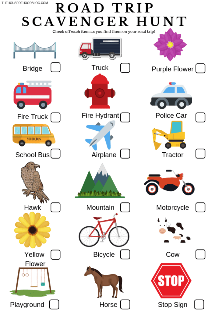 Road Trip Scavenger Hunt Printable