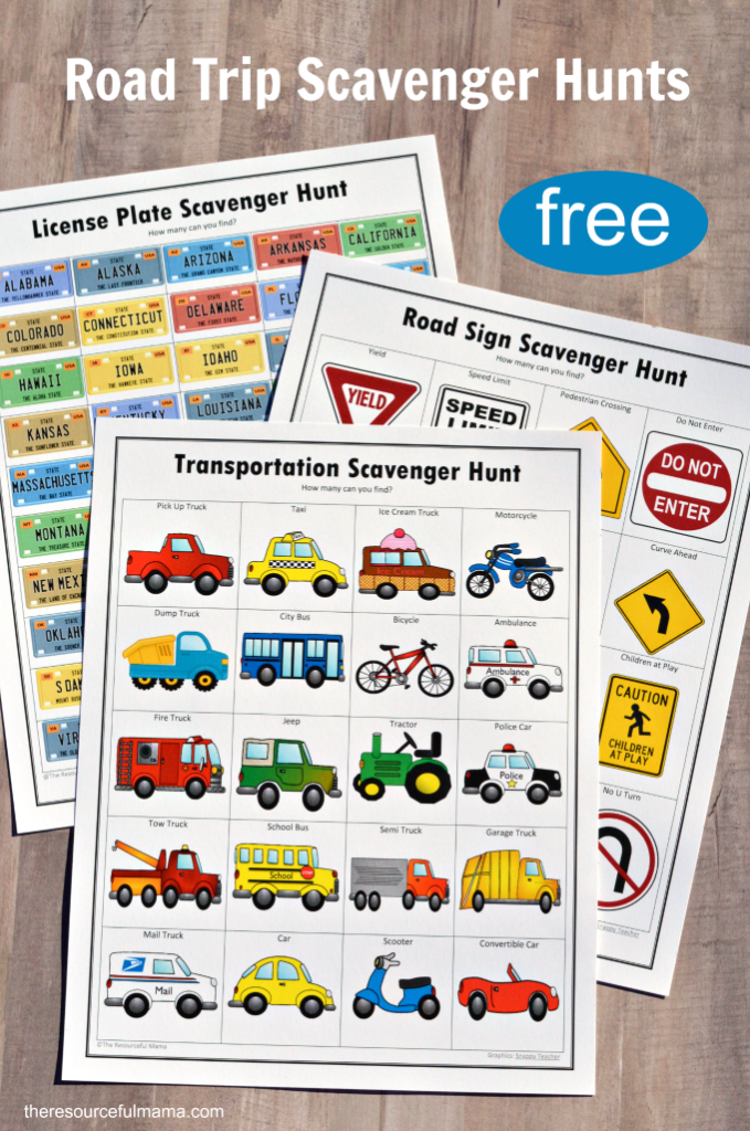 Road Trip Scavenger Hunts Free Printables The Resourceful Mama