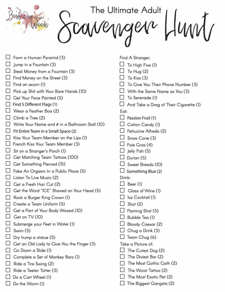 Scavenger Hunt Ideas For Adults Indoors