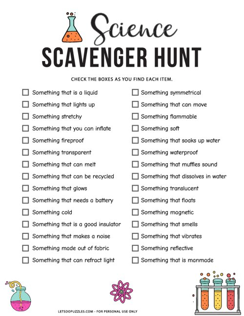 Science Scavenger Hunt For Kids