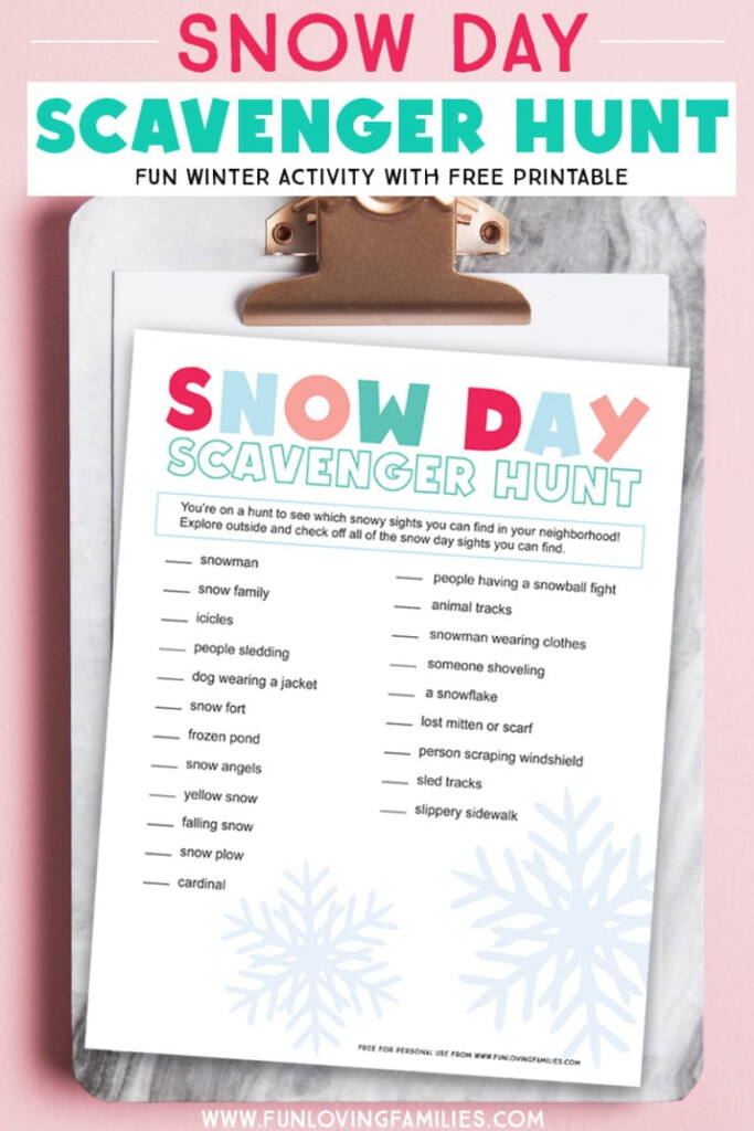 Snow Day Scavenger Hunt Activity With Printable Fun Loving Families