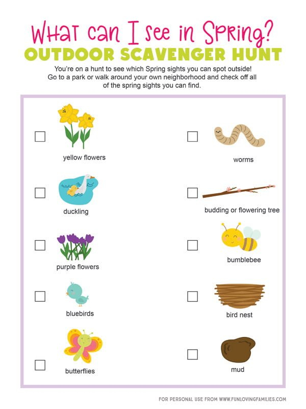 Spring Scavenger Hunt Printable Fun Loving Families