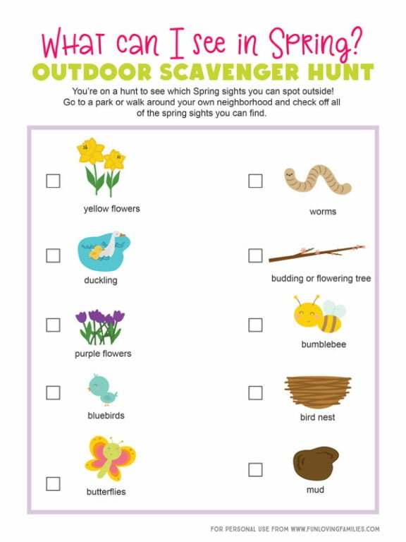 Spring Scavenger Hunt Printable Fun Loving Families