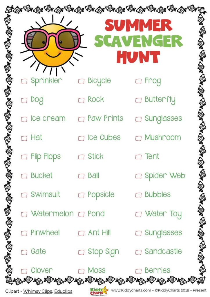 Summer Scavenger Hunt Printable