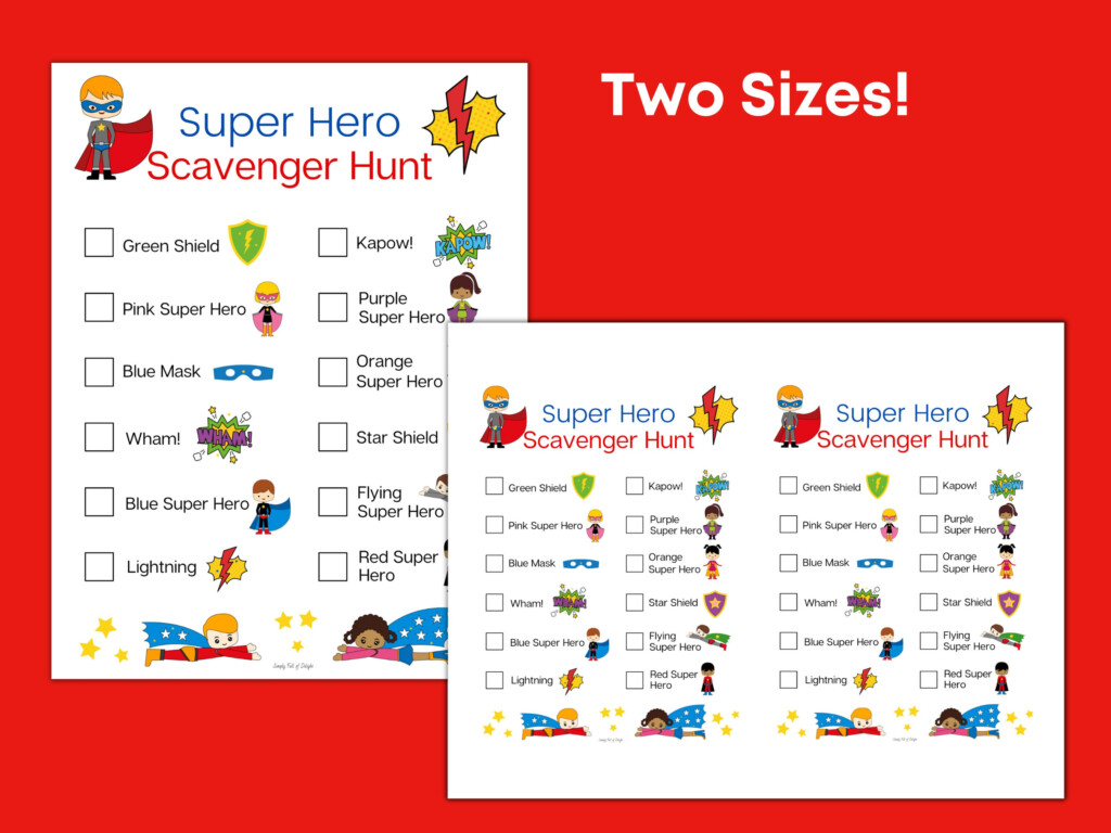 Super Hero Scavenger Hunt Superhero Treasure Hunt Printable For Kids 