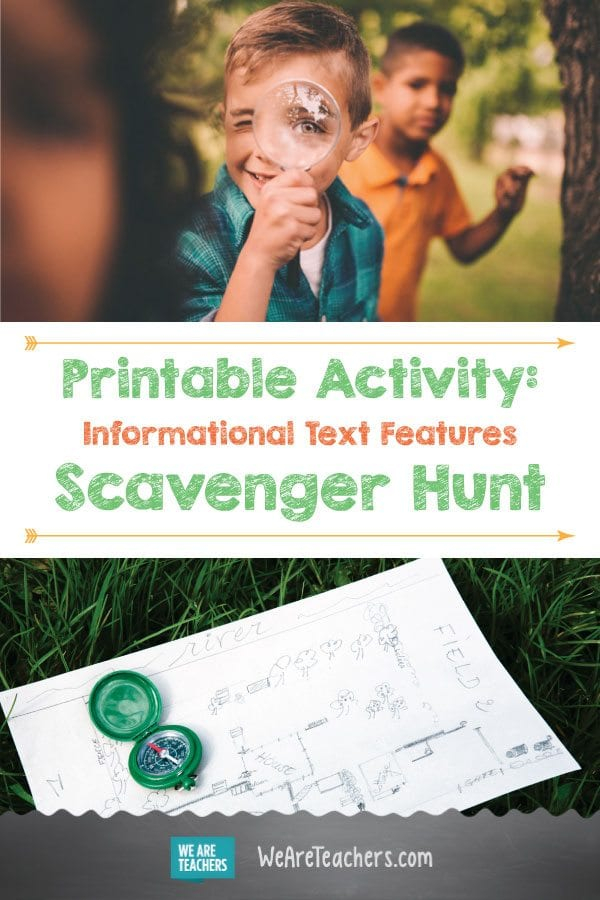 Text Features Worksheets Free Printable Scavenger Hunt Activity