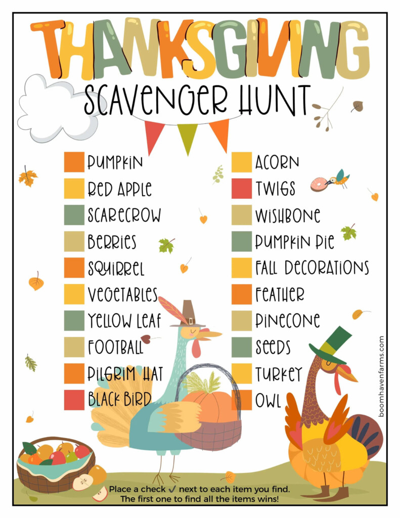 Thanksgiving Scavenger Hunt Printable Thanksgiving Scavenger Hunt 