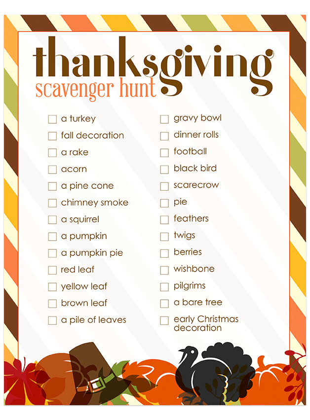 Thanksgiving Scavenger Hunt Printable