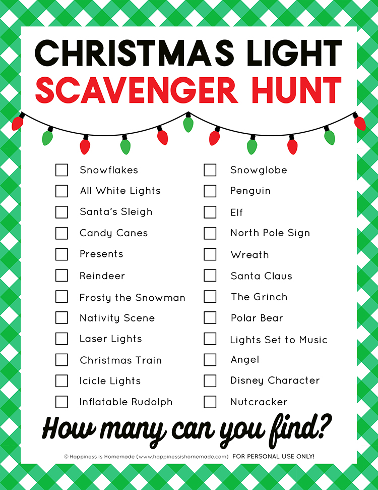 This Free Printable Christmas Scavenger Hunt Is A Great Activity For 