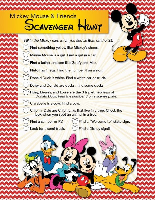 This FREE Printable Mickey Mouse Scavenger Hunt Is Perfect To Keep Kids 