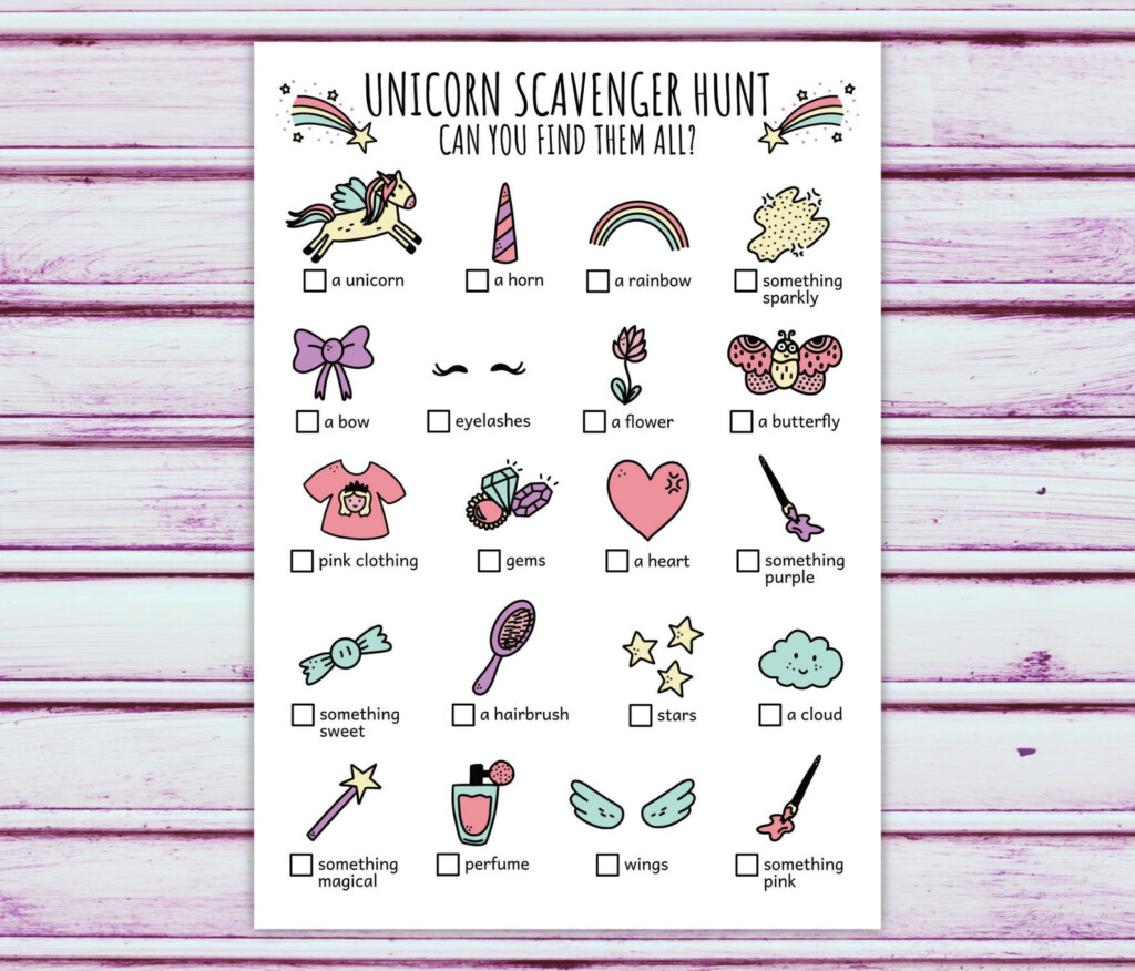 Unicorn Scavenger Hunt For Kids Magical Unicorn Treasure Hunt And 