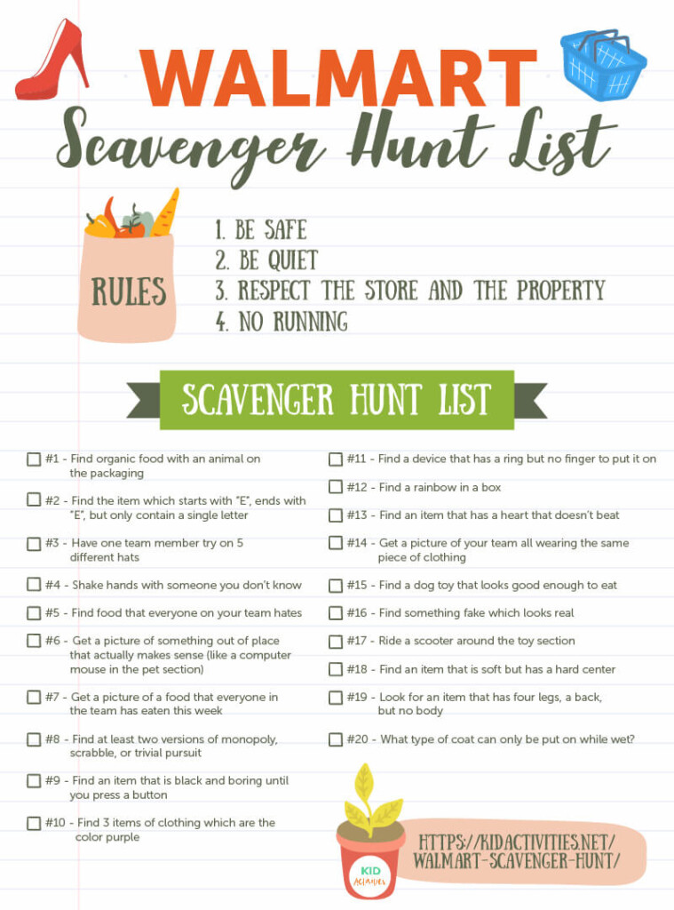 Walmart Scavenger Hunt List Ideas And Instructions