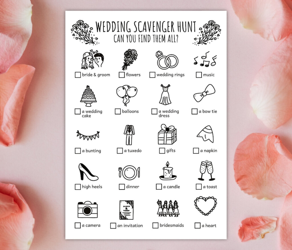 Wedding Scavenger Hunt For Kids Bridal Romantic Treasure Hunt 