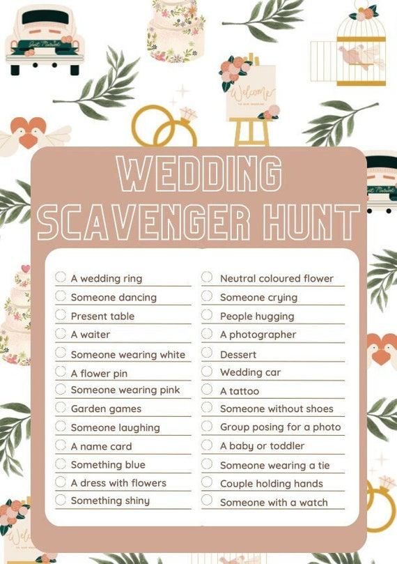 Wedding Scavenger Hunt Wedding Printable Wedding Guest Etsy