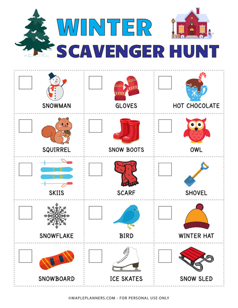 Winter Scavenger Hunt Printable