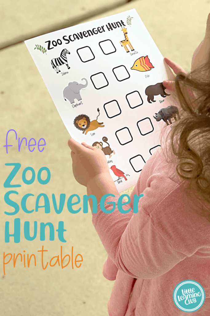 Zoo Scavenger Hunt FREE Printable Little Learning Club