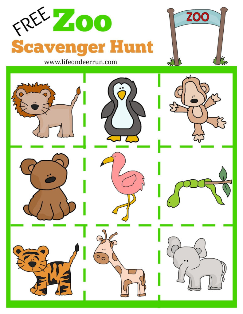 Zoo Scavenger Hunt Printable