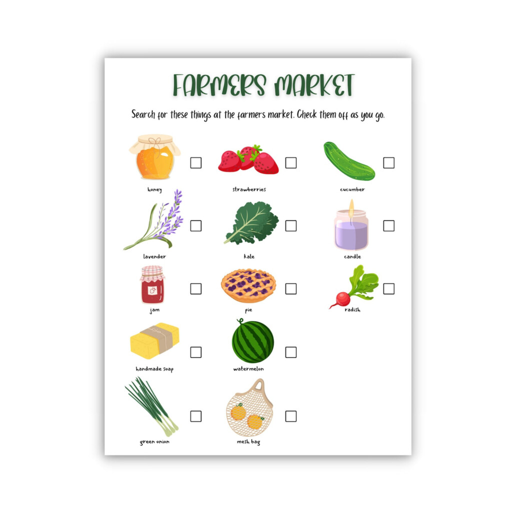 Printable Farmers Market Scavenger Hunt Kids Treasure Hunt Print At 